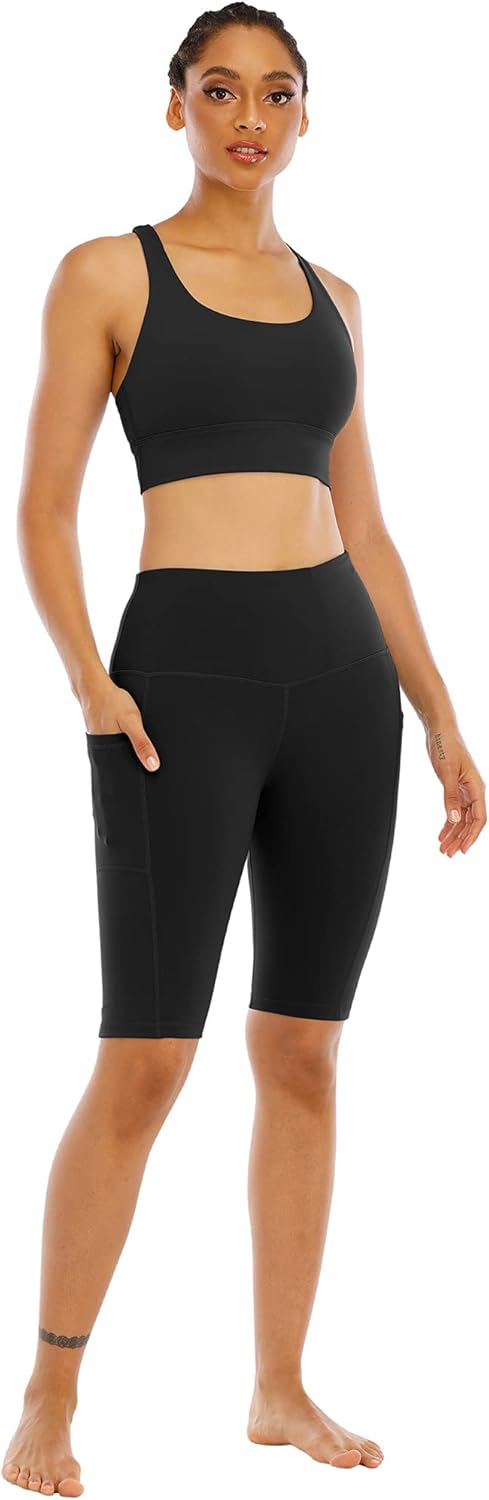 WHOUARE Biker Yoga Shorts - High Waisted with Pockets for Women | 4 Pack Athletic Workout Gear