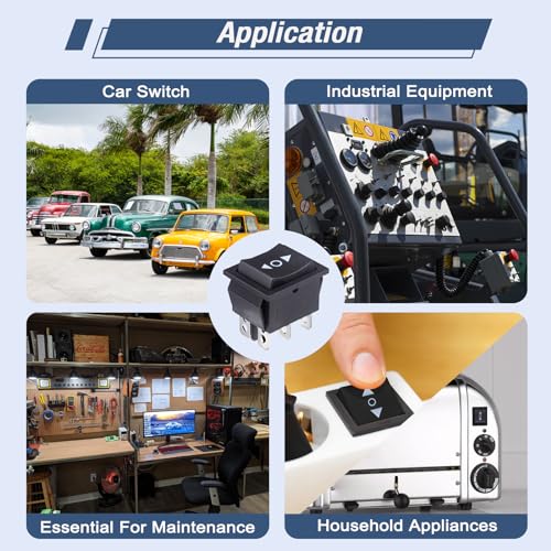 VEXUNGA KCD4-Momentary Rocker Switch 6 Pin DPDT 20A 125/250VAC On Off On - Pack of 6