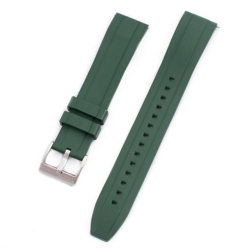 StrapHabit Extra Long Watch Strap for Large Wrists - Quick Release Rubber Band FKM 20mm 22mm (Green, 20mm)