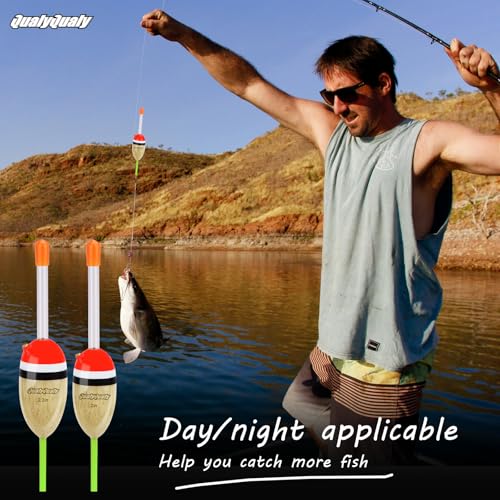 Wood Lighted Fishing Slip Bobber Set with Glow Sticks - 2 Pack, 5 Pieces