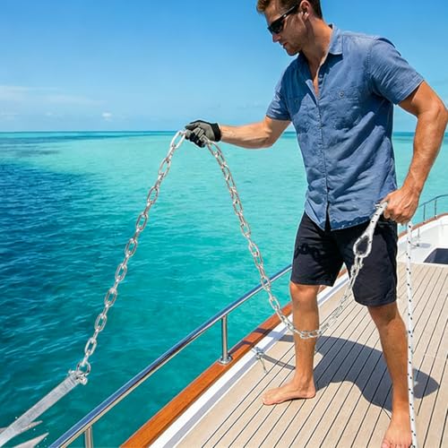 Boat Anchor Rope & Chain Kit - 1/2" x 200 ft Double Braided Nylon with 316 Stainless Steel Chain and Hardware