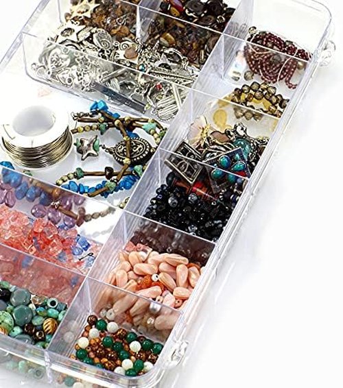 Clear Plastic Organizer Box by [Brand Name] - 18 Grids with Dividers for Crafts, Jewelry & Fishing | 7.9 x 6.2 x 1.2 in