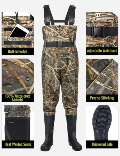 TIDEWE Waterproof Chest Waders for Men and Women - Camouflage Next Evo Variation
