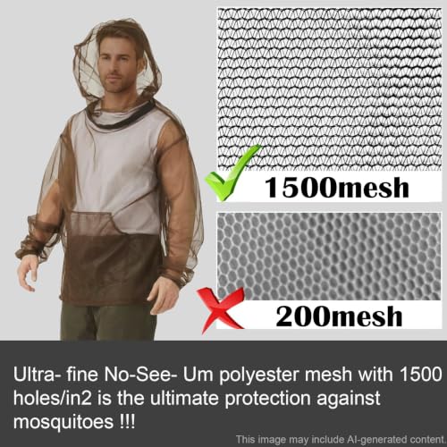 Aventik No-See-Um Mesh Mosquito Jacket with Zipper - Large Outdoor Insect Protection