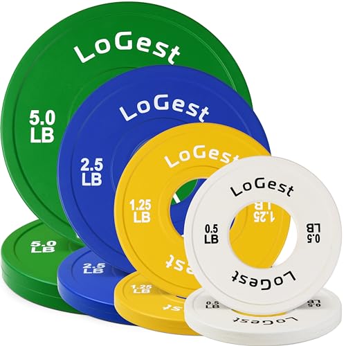 Logest Fractional Weight Plates Set 0.5-1.25-2.5-5 LB Rubber Coated for Olympic Bars