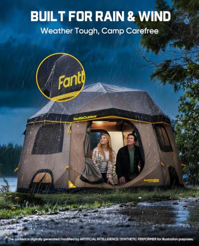 FanttikOutdoor Alpha C6 Pro 6-Person Instant Pop Up Camping Tent with Ventilation & Weatherproof Design