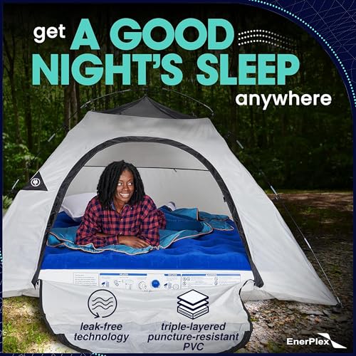 EnerPlex Queen Air Mattress 9 Inch Grey with Detachable Pump - Camping Bed