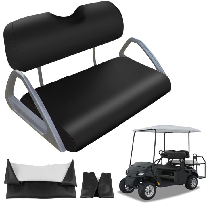 ZWPARTS Golf Cart Front Seat Covers Staple On Replacement for EZGO TXT 1995-2013 Golf Cart Black Micro Fiber Leather Seat Cover