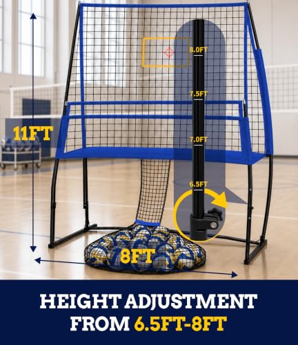 2-in-1 Volleyball Practice Rebound Net with Adjustable Height & Storage