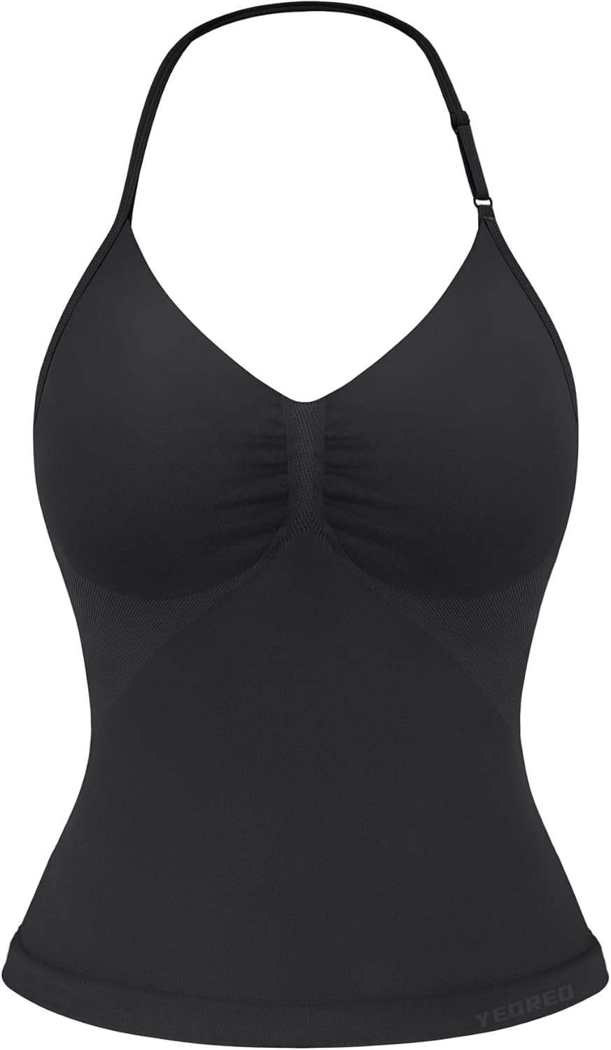 YEOREO SoftHue Longline Strappy Halter Top - Women's Backless Workout Tank with Adjustable Straps