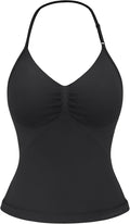 YEOREO SoftHue Longline Strappy Halter Top - Women's Backless Workout Tank with Adjustable Straps