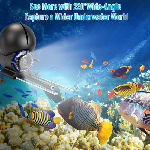 Underwater Fishing Camera 1080P HD 50ft Tangle-Free Cable IPS Screen Black