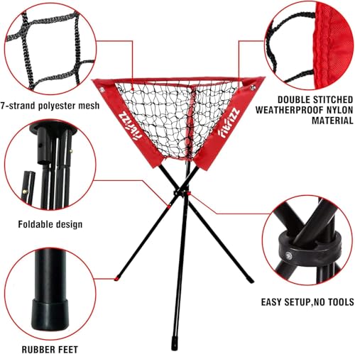 FITFIZZ 7x7 ft Baseball Hitting & Pitching Net Set with Strike Zone, Caddy & Training Equipment