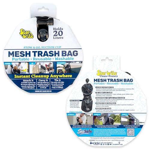 Mesh Trash Bag with Locking Suction Cup and Litter Guard for Outdoor Use - 1 Unit