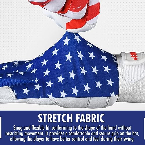 American Flag Batting Gloves for Youth & Adults - Patriot Style, Medium (Adult)