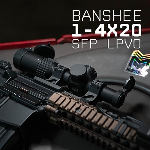Monstrum Banshee 1-4x20 LPVO Rifle Scope FDE Flat Dark Earth with Offset Mount & BDC-B1 Reticle