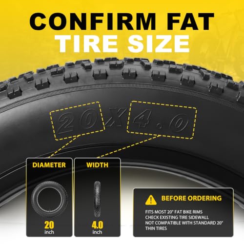 20x4.0 Inch Fat Bike Tire - Foldable Replacement for E-Bike & MTB, Off-Road