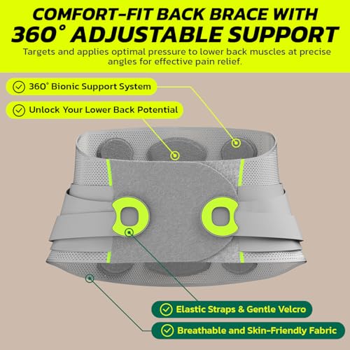 AOFIT Back Brace for Lower Back Pain Relief Lumbar Support Grey 3XL
