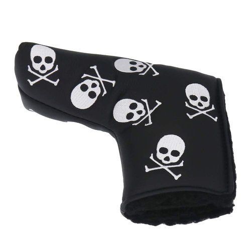 Seacloud Golf Head Cover Blade Putter Cover Skull Pattern Wtih V- Headcover Black