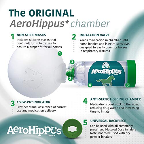 AEROHIPPUS Equine Aerosol Chamber with Flow-Vu Inhaler for Horse Respiratory Relief