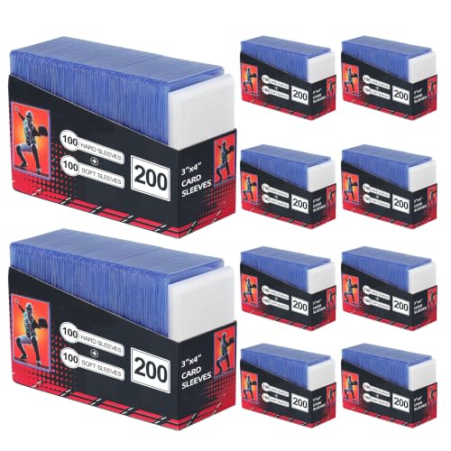 2000 Card Sleeves Set - 1000 Hard Plastic & 1000 Soft Sleeves for Trading Cards - 3x4 Inch Blue Variation of THIS listing