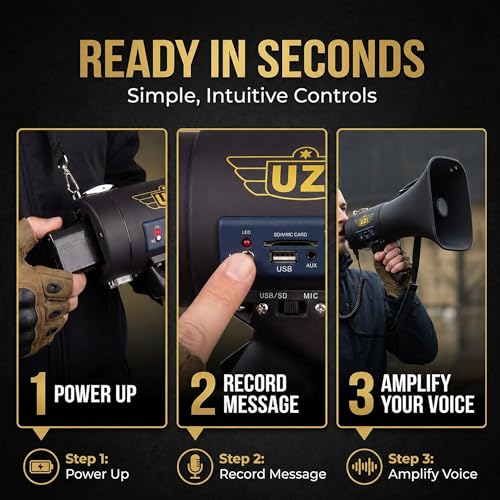 Uzi Square Bluetooth Megaphone 50W Loud Power Horn for Outdoor & Emergency Use