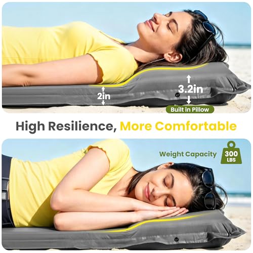 Feelnais Self-Inflating Sleeping Pad with Foot Pump - Grey, 76.8x25.6in, Lightweight Camping Mattress