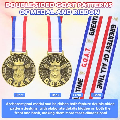 12Pcs Light Bronze Double-Sided Goat Medals with Ribbons - Award & Recognition