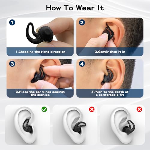 Swimming Ear Plugs for Adults & Kids 4 Pairs Silicone Water Protection - Black & Green Blue Variations