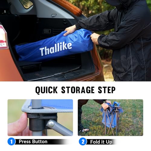 Blue Portable Folding Camping Table with 4 Cup Holders & Storage Case - Lightweight Outdoor Picnic & Tailgating Table