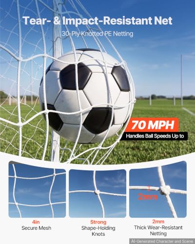 Soccer Goal 12x6 FT with Iron Frame and PE Net - Youth & Outdoor Use - Alloy Steel Variation