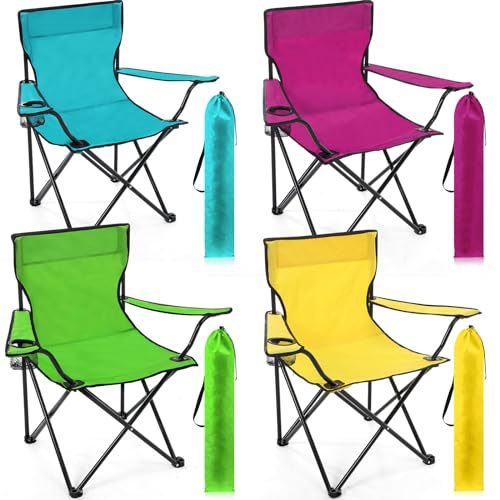 4 Pcs Folding Camping Chairs with Carry Bag - Regular Size, Stylish