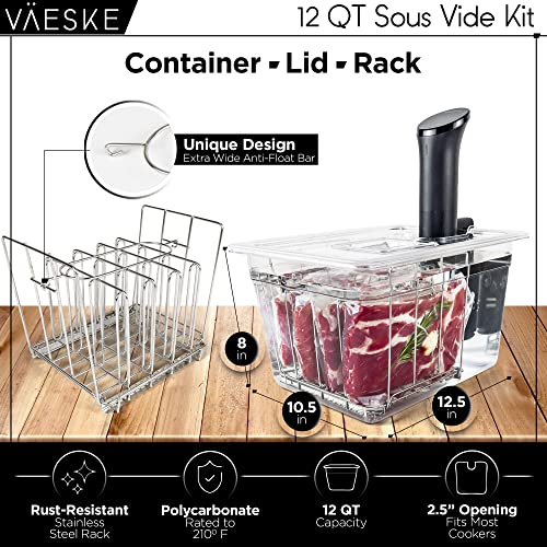 Insulated Sous Vide Container with Lid and Rack - 12 QT Heat Retention