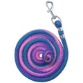 8ft Woven Poly Cord Lead - Heavy Duty Pet Leash with Chrome Snap - Purple/Turquoise/Pink