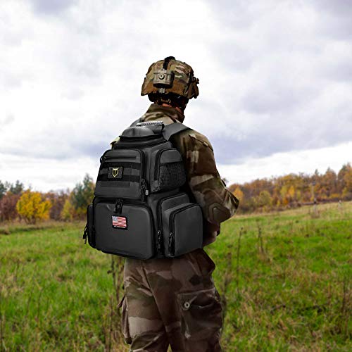 TIDEWE Tactical Range Backpack for Handguns Black – Gun Range Bag with Storage