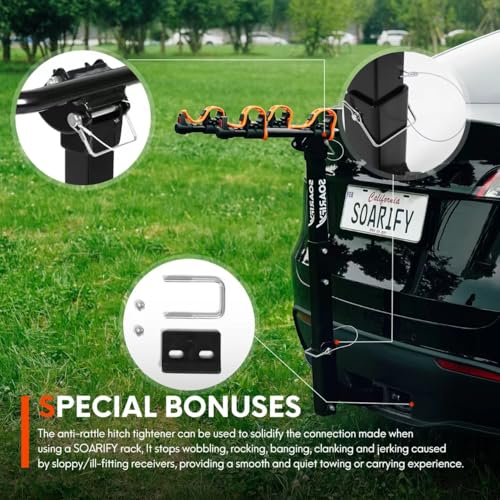 2 Bike Car Hitch Rack | SUV RV Bicycle Carrier with Tilt & Rubber Straps