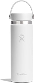 Hydro Flask Water Bottle - Insulated Stainless Steel - Wide Mouth Flex Lid, Non Spill, Leakproof and Refillable in 20 Oz Tonal White