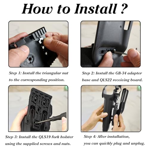 Black QLS Quick Locking System Kit with Fork & Duty Receiver Plate for Tactical Use - Mid/Low