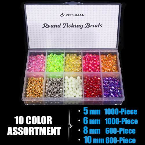 XFISHMAN 5mm Fishing Beads Assortment 1000 Pieces - Saltwater & Freshwater Tackle