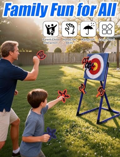 Stiatu Axe Throwing Game Set for Backyard & Indoor Play with 8 Foam Axes & Stars