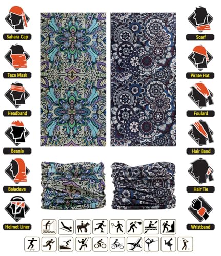 VANCROWN 9-Piece Headband Neck Gaiter Face Mask Bandana for Men Women - One Size