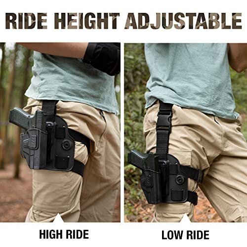 GUN & FLOWER Drop Leg Holster for S&W M&P 9MM/.40 Level II Retention Tactical