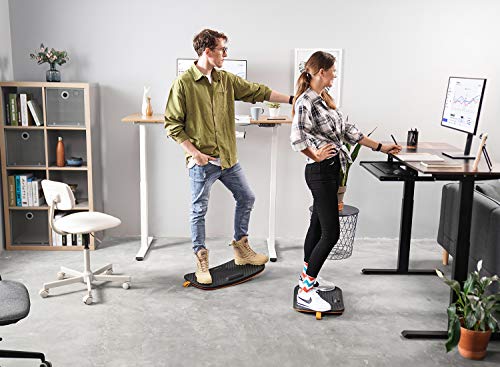 FEZIBO Standing Desk Mat with Anti-Fatigue Bar - Obsidian Black, Medium