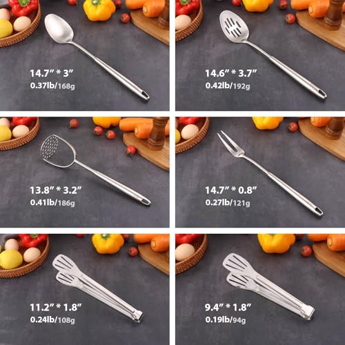 18/10 Stainless Steel Kitchen Utensil Set - 12-Piece All Metal Cooking Tools - Variation of THIS Listing