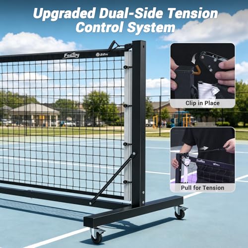 Fostoy Black Pickleball Net with Aluminum Frame & Dual Tension System