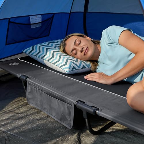 Camping Cot Foldable Aluminum Bed - 20-Second Setup, Black