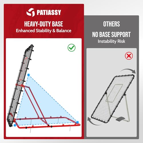 Volleyball Rebounder Net 4x7FT with Heavy-Duty Stability Base - Red & Black