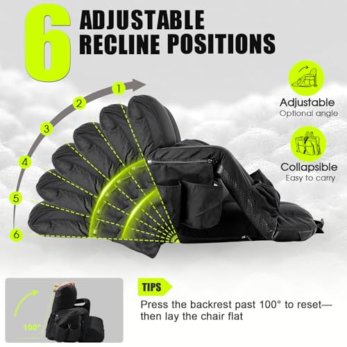 Yazzropt Wide Stadium Seat with Back Support 23in 2 Pack - Padded Bleacher Chairs with Adjustable Backrest, Lumbar Pillow & Cup Holder