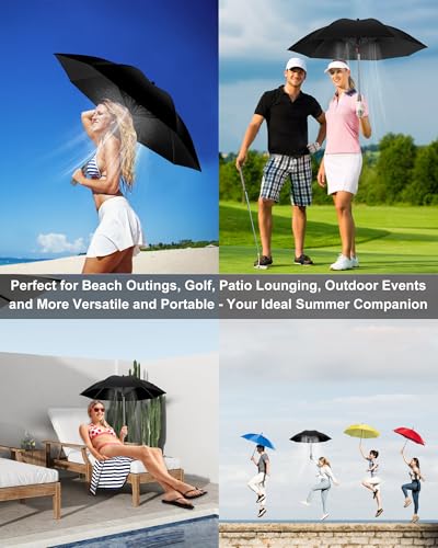 Black 3-in-1 Rechargeable Umbrella with Fan & Mist, Custom Water Bottle, Sun Shade