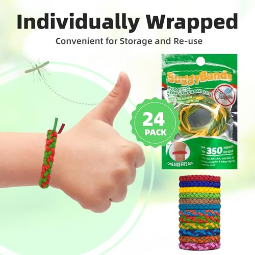 24 Pack Mosquito Repellent Bracelets - DEET-Free, Adjustable, Long-Lasting Natural Insect Protection - Indoor & Outdoor Use